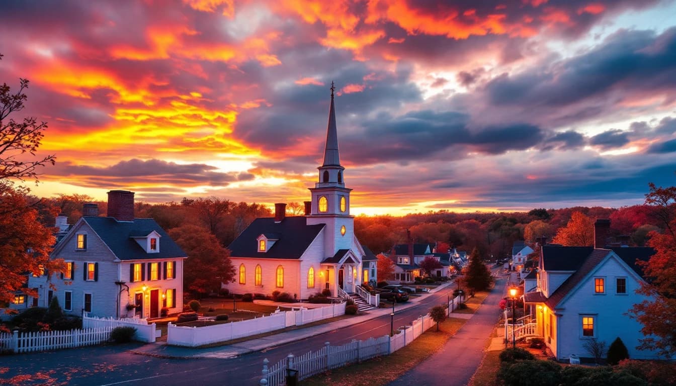 Chimney services in Hingham, Massachusetts — classic New England homes with brick chimneys
